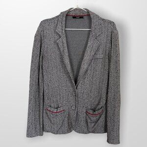 Soft Knit Tart Blazer Size M Black & White Chevron